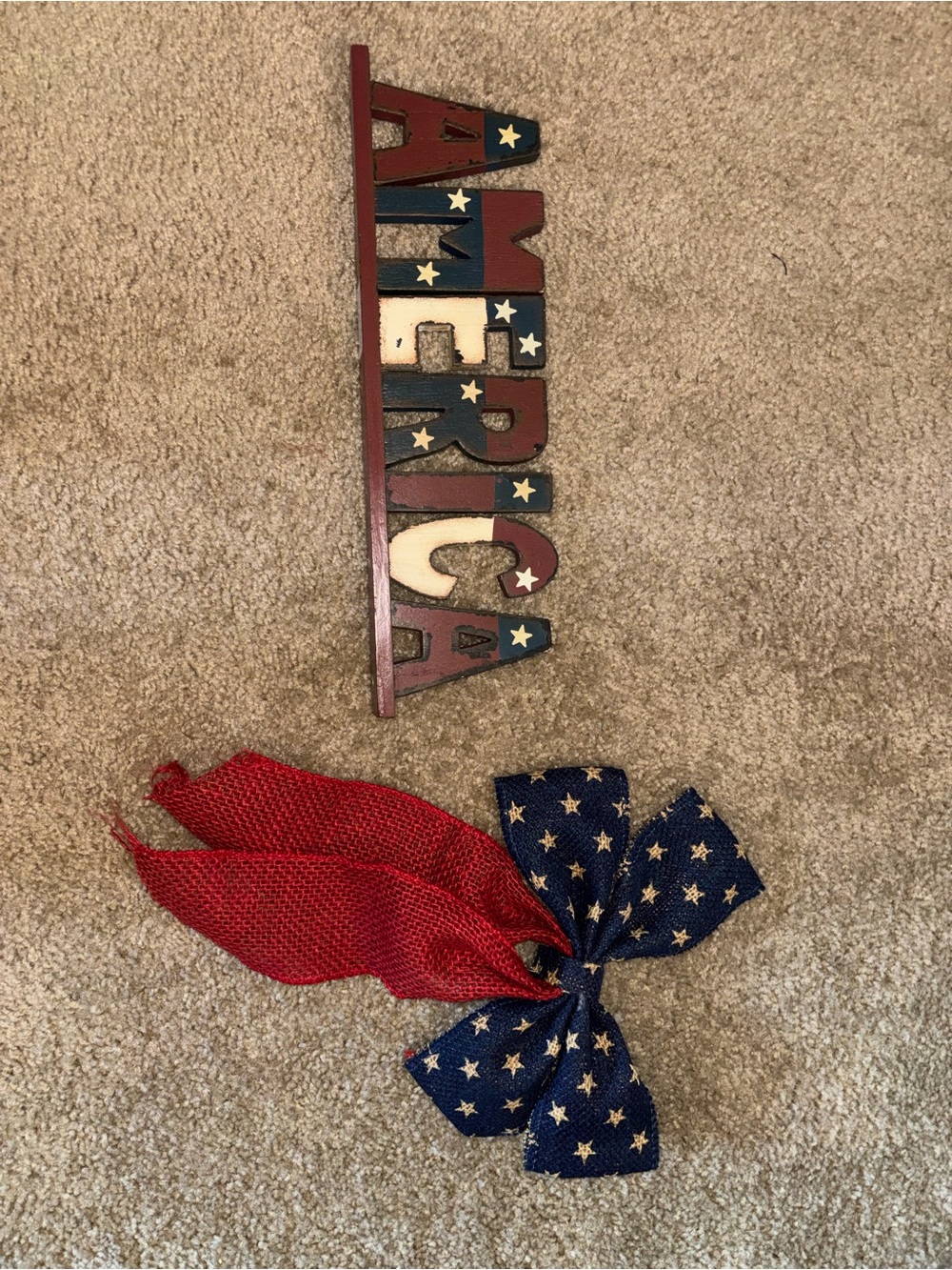 America Patriotic Wall Decor with Star Bow